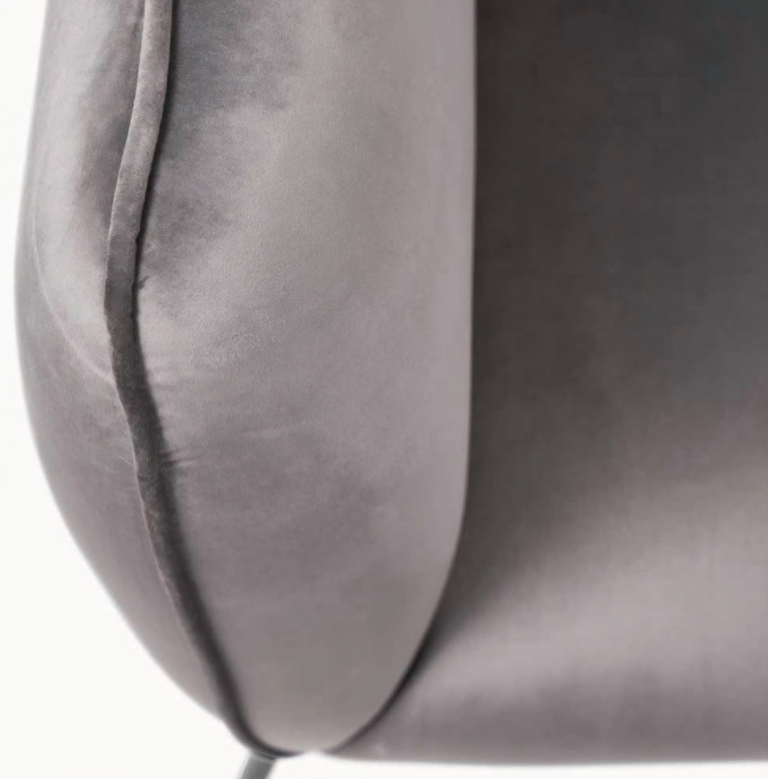 Lucca Dove Grey Velvet and Metal Armchair