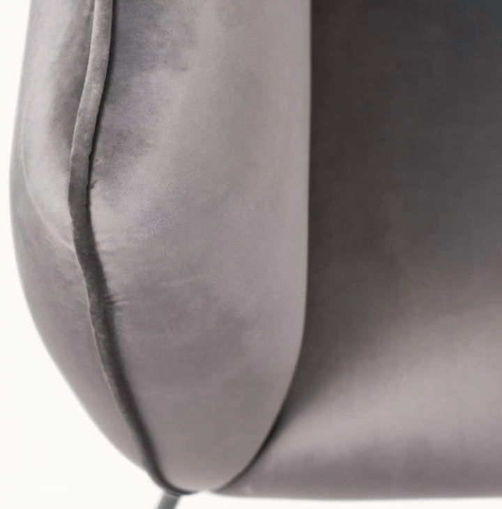 Lucca Dove Grey Velvet and Metal Armchair