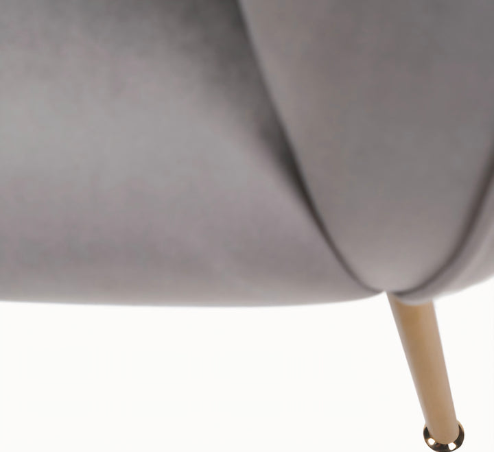 Lucca Dove Grey Velvet and Metal Armchair