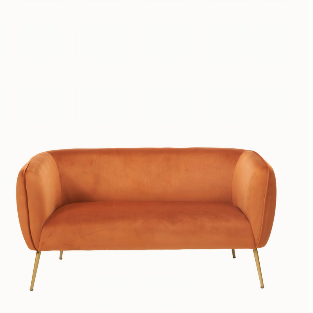 Lucca Tobacco Velvet and Metal Sofa