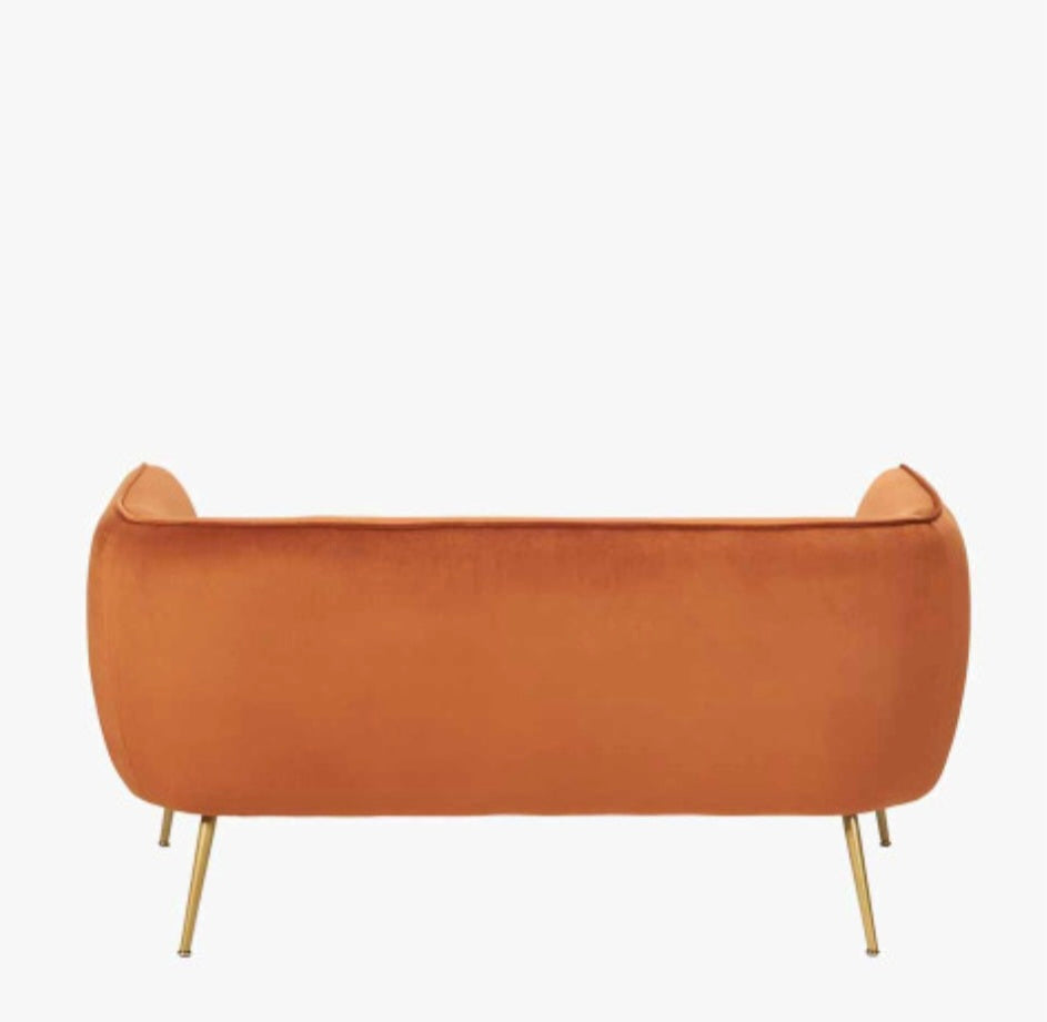 Lucca Tobacco Velvet and Metal Sofa