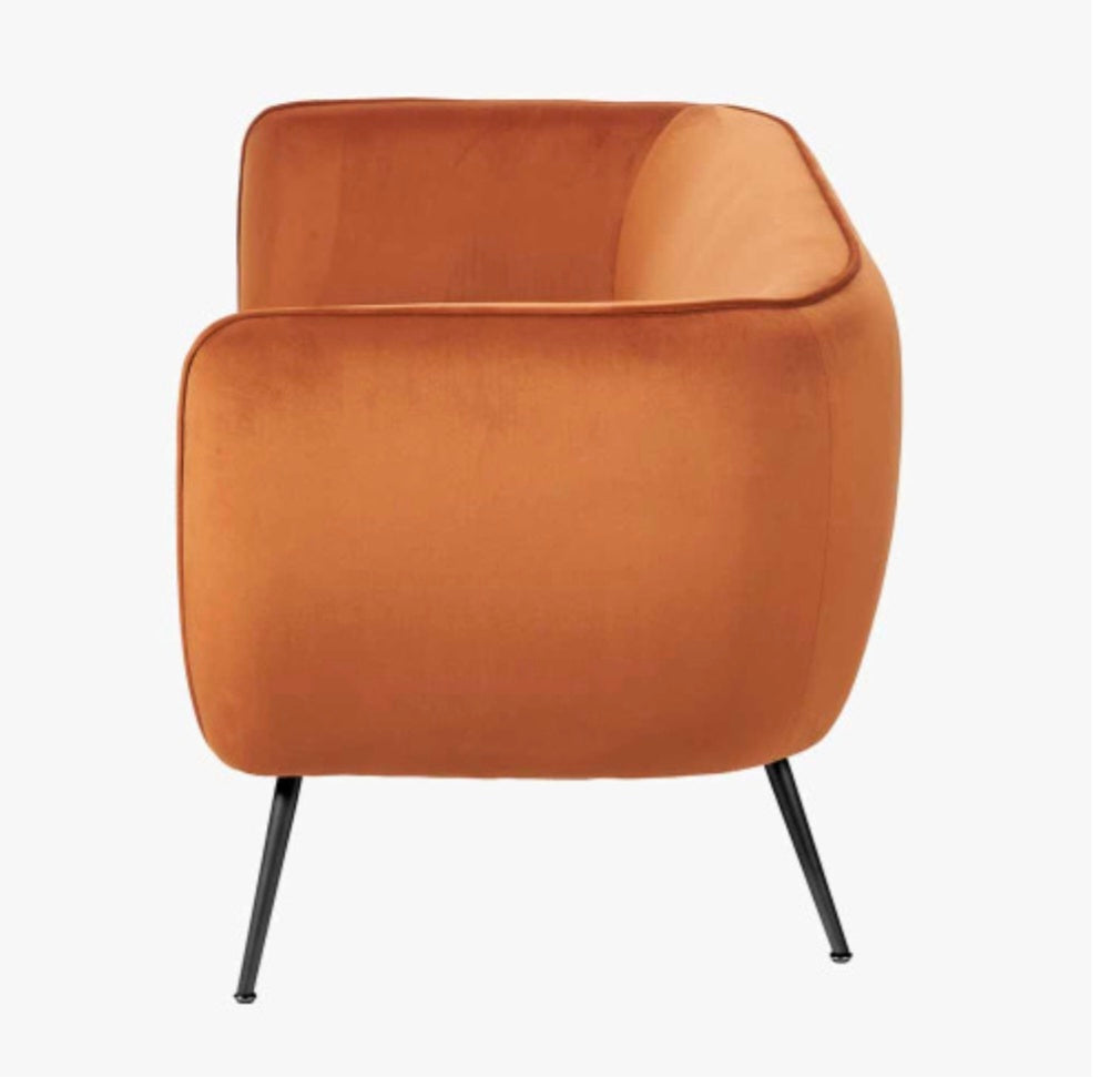 Lucca Tobacco Velvet and Metal Sofa