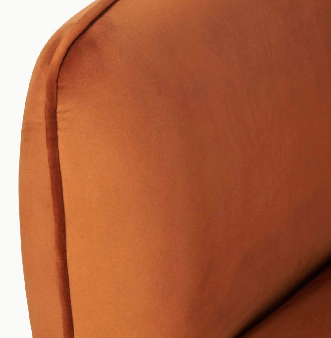 Lucca Tobacco Velvet and Metal Sofa