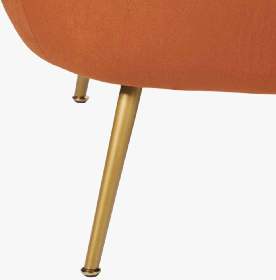 Lucca Tobacco Velvet and Metal Sofa