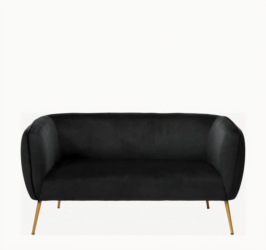 Lucca Black Velvet and Metal Sofa