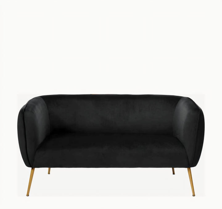 Lucca Black Velvet and Metal Sofa
