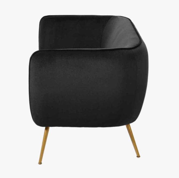 Lucca Black Velvet and Metal Sofa