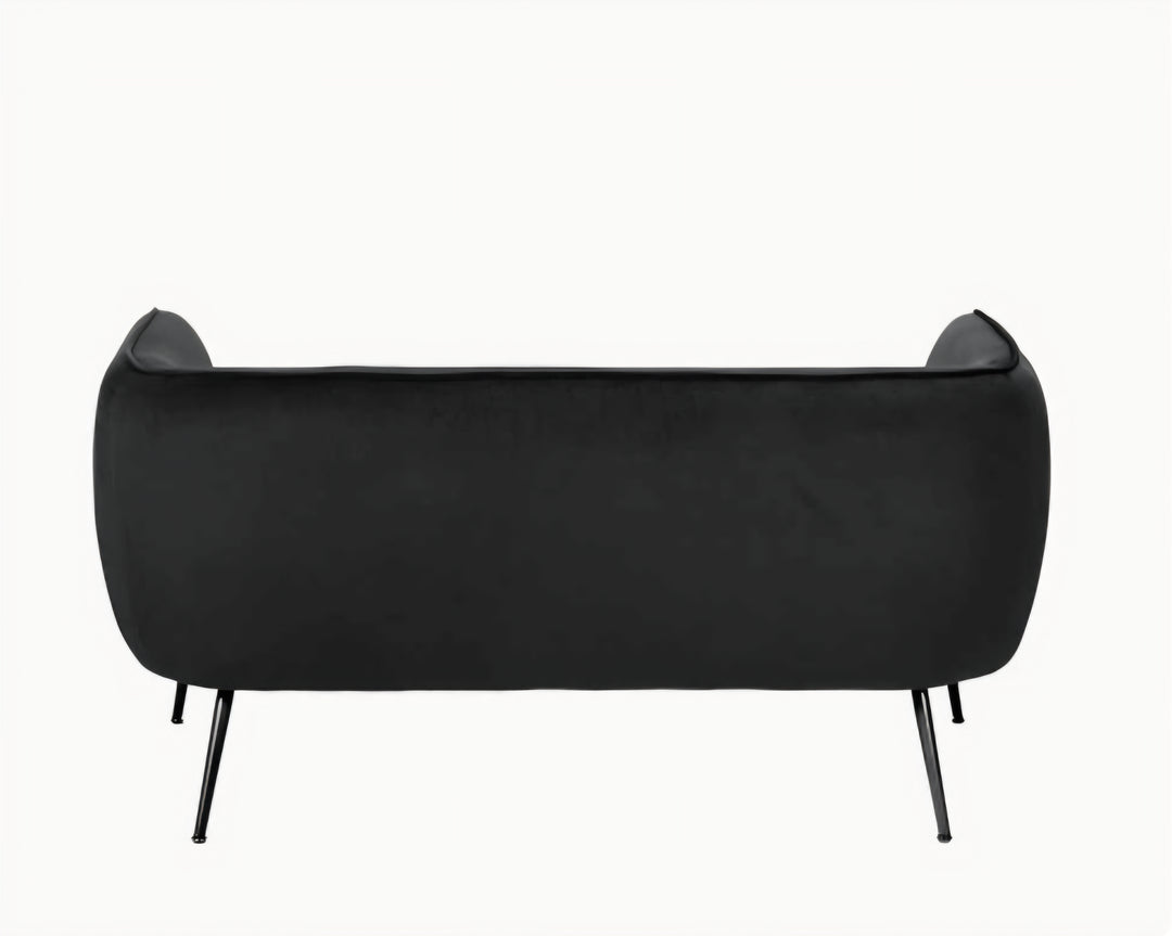 Lucca Black Velvet and Metal Sofa