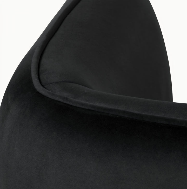 Lucca Black Velvet and Metal Sofa