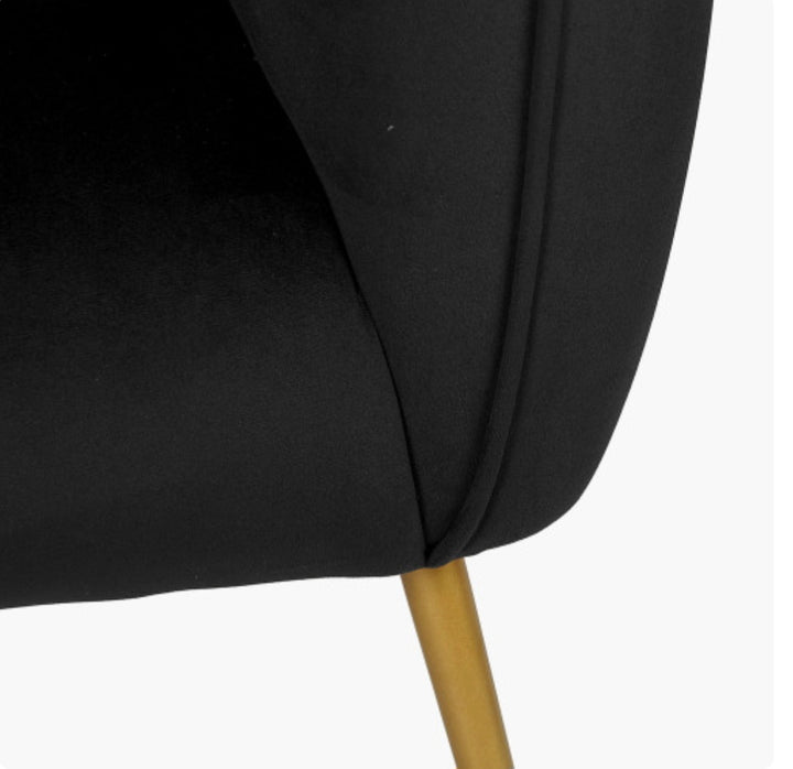 Lucca Black Velvet and Metal Sofa