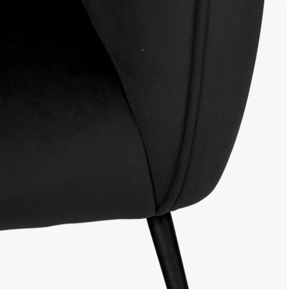 Lucca Black Velvet and Metal Sofa