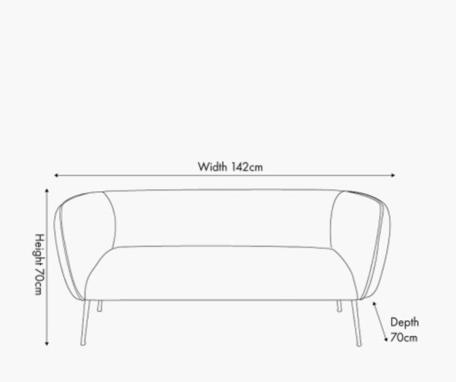 Lucca Black Velvet and Metal Sofa