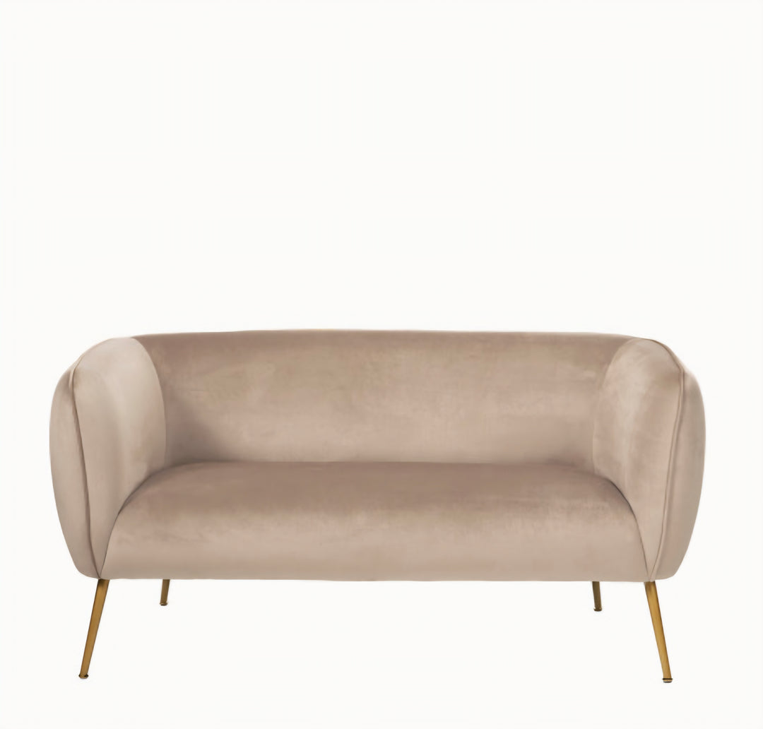 Lucca Biscuit Velvet and Metal Sofa