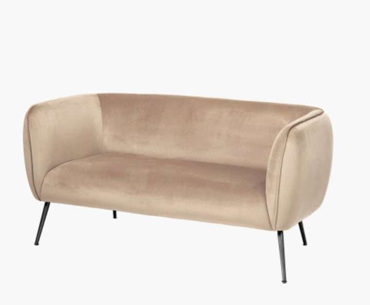 Lucca Biscuit Velvet and Metal Sofa