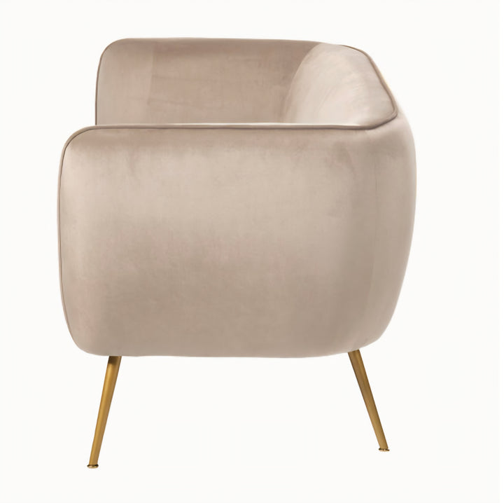 Lucca Biscuit Velvet and Metal Sofa