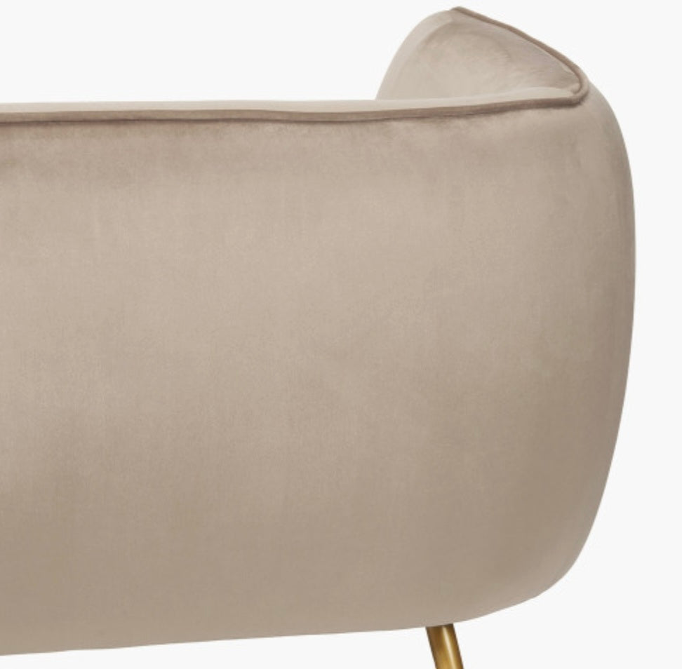 Lucca Biscuit Velvet and Metal Sofa