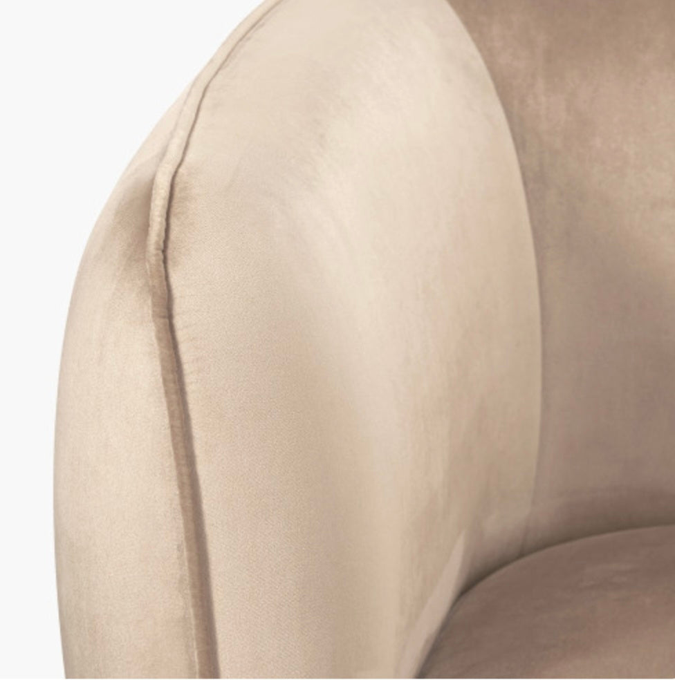 Lucca Biscuit Velvet and Metal Sofa