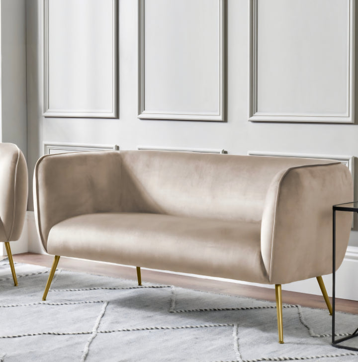 Lucca Biscuit Velvet and Metal Sofa