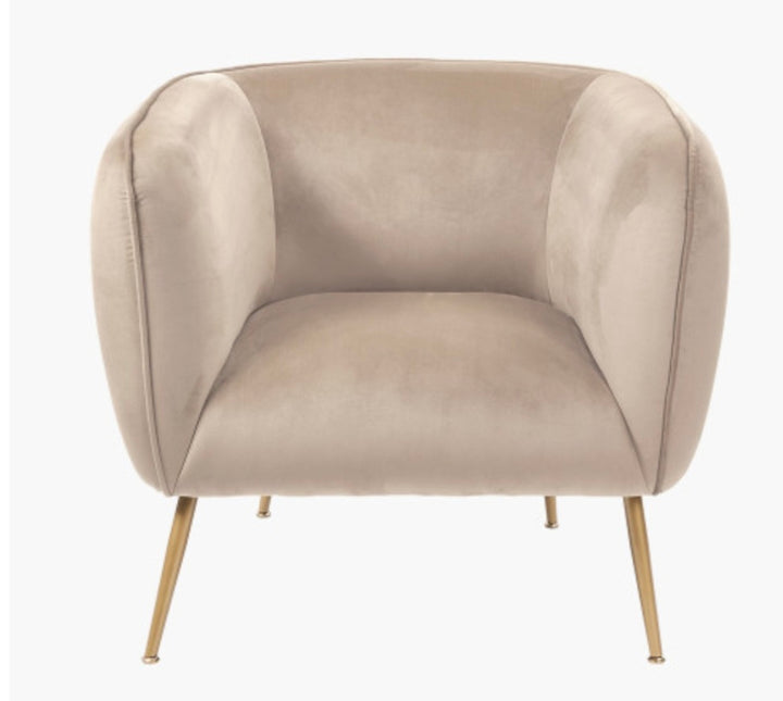 Lucca Biscuit Velvet and Metal Armchair