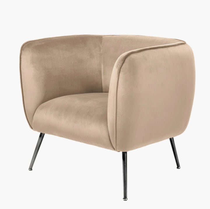 Lucca Biscuit Velvet and Metal Armchair