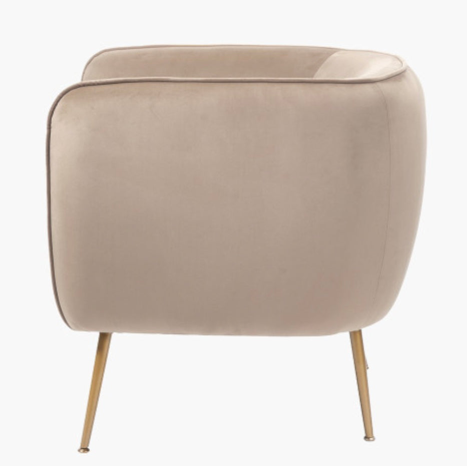 Lucca Biscuit Velvet and Metal Armchair