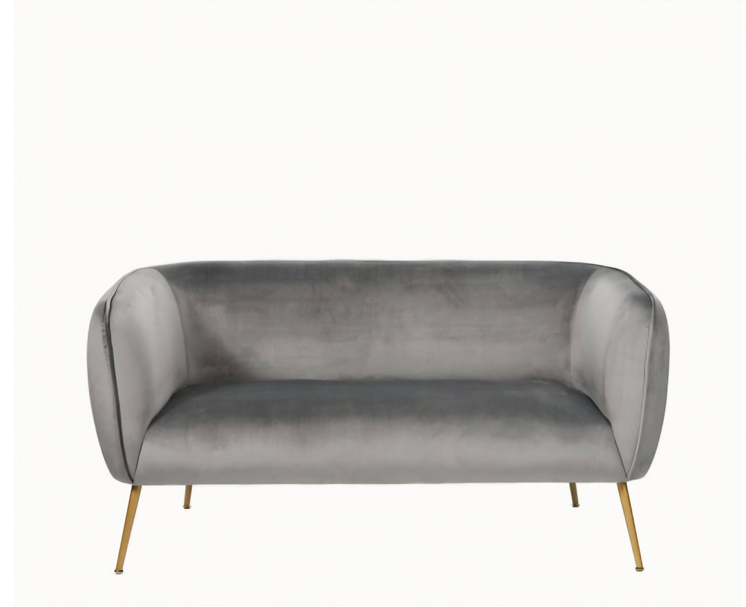 Lucca Dove Grey Velvet and Metal Sofa