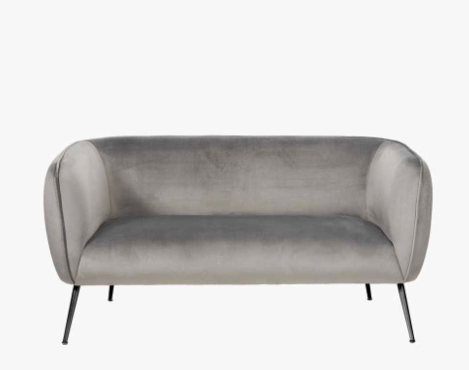 Lucca Dove Grey Velvet and Metal Sofa