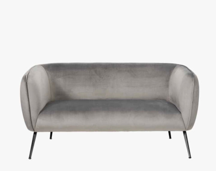 Lucca Dove Grey Velvet and Metal Sofa