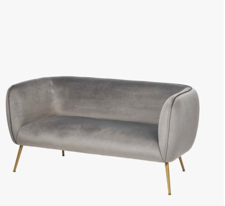 Lucca Dove Grey Velvet and Metal Sofa