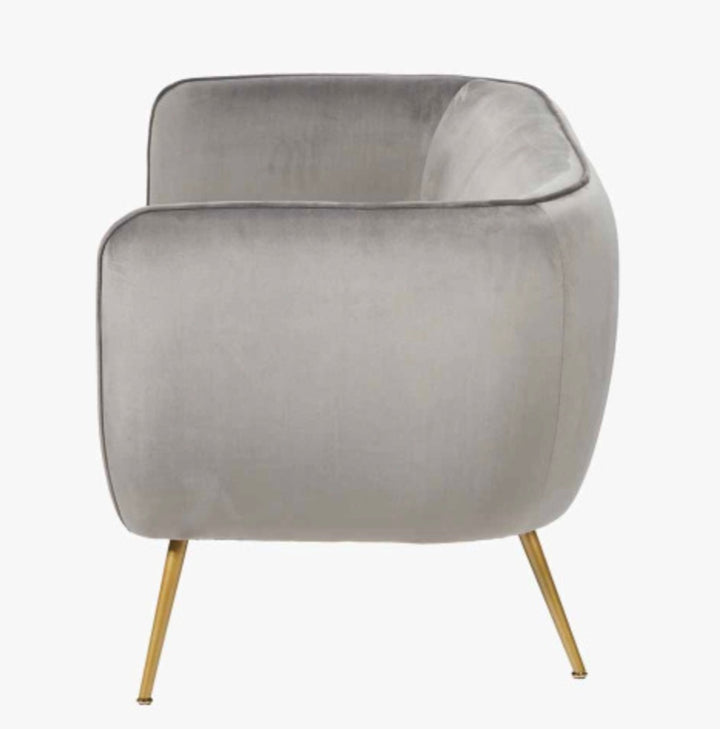 Lucca Dove Grey Velvet and Metal Sofa