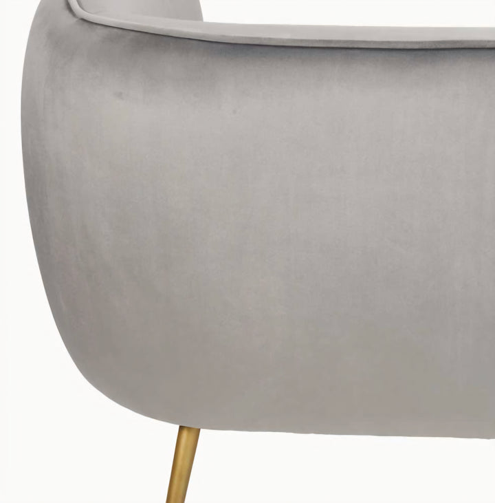 Lucca Dove Grey Velvet and Metal Sofa