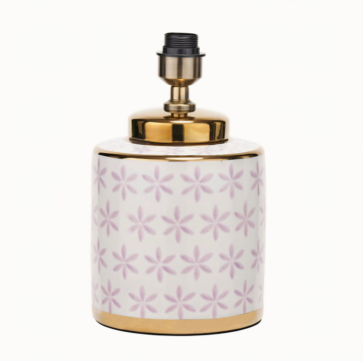 Thea Lillac and Gold Leaf Ceramic Table Lamp Base
