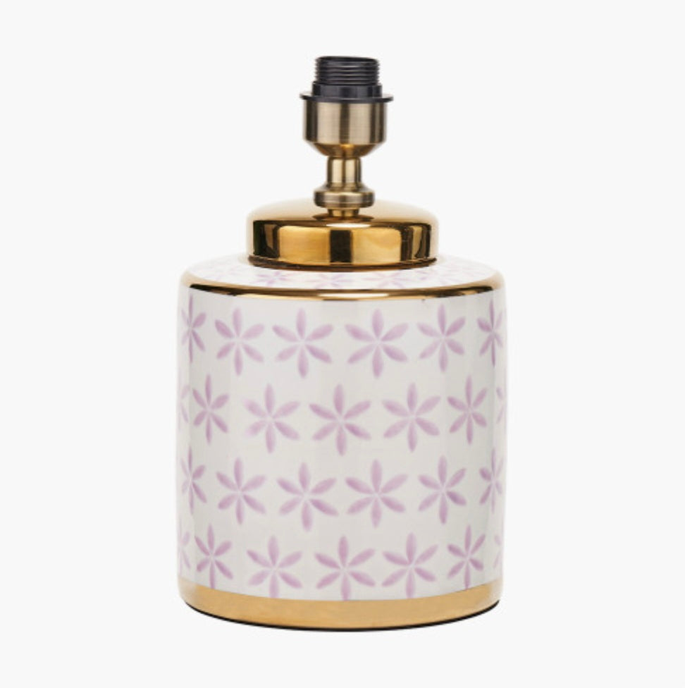 Thea Lillac and Gold Leaf Ceramic Table Lamp Base