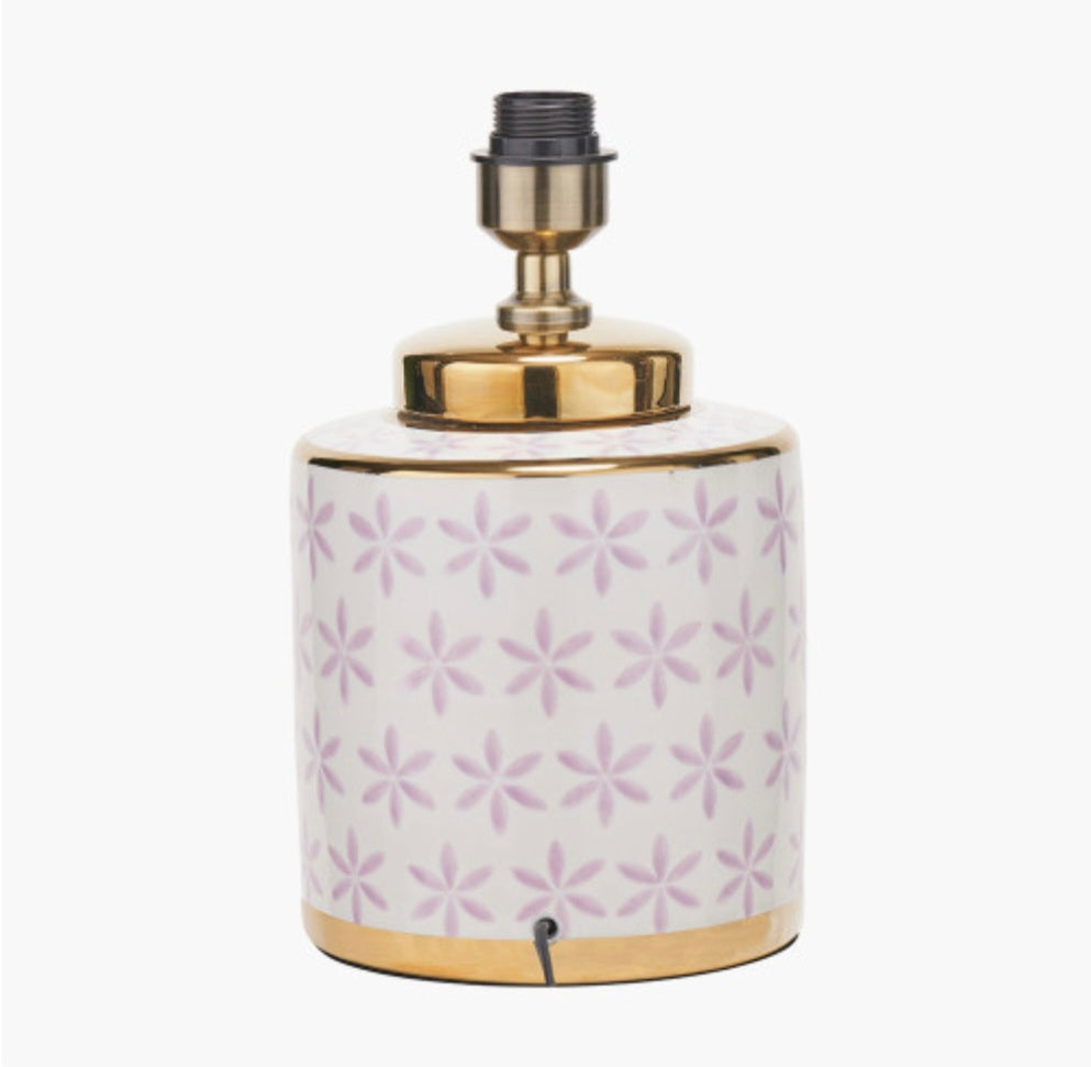 Thea Lillac and Gold Leaf Ceramic Table Lamp Base