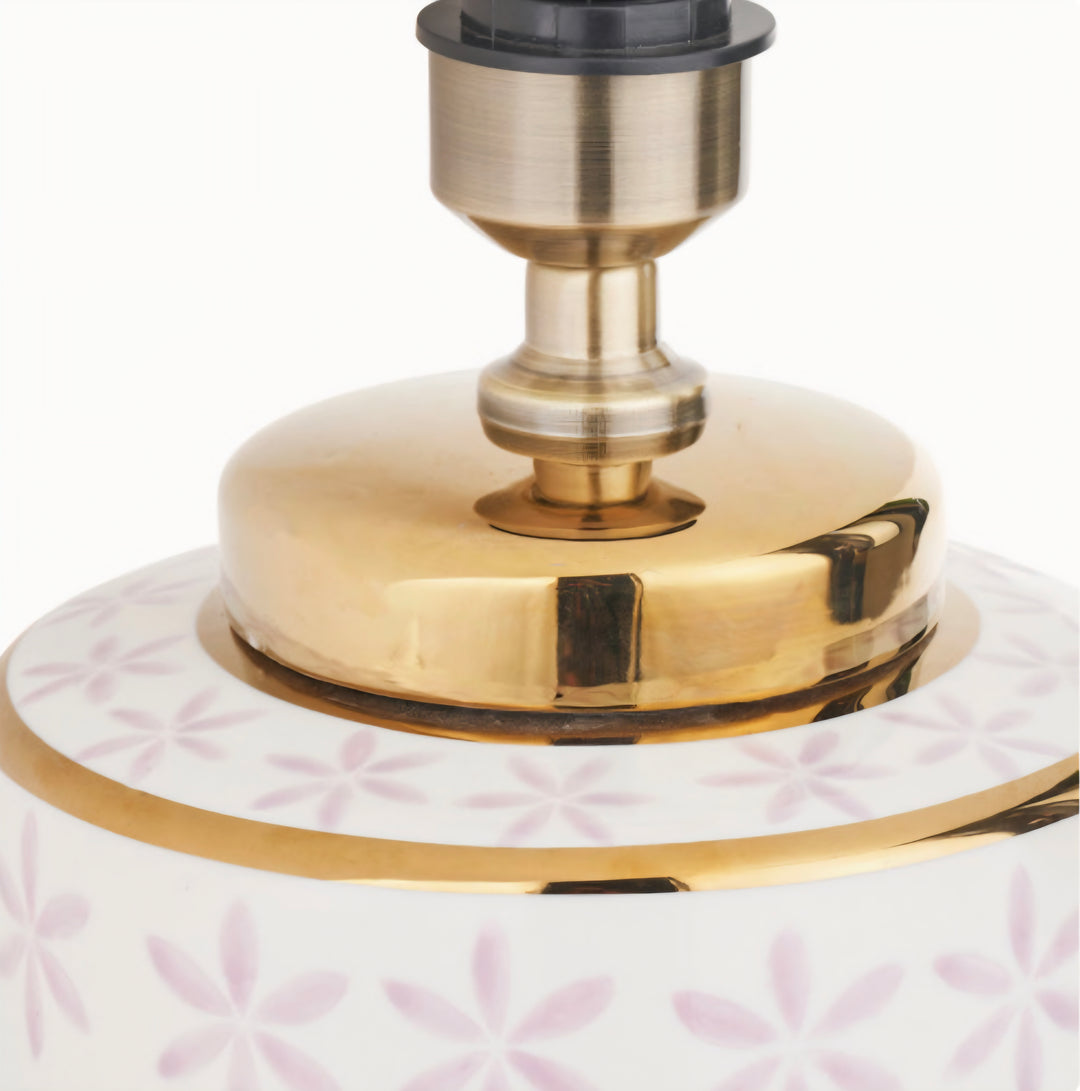 Thea Lillac and Gold Leaf Ceramic Table Lamp Base