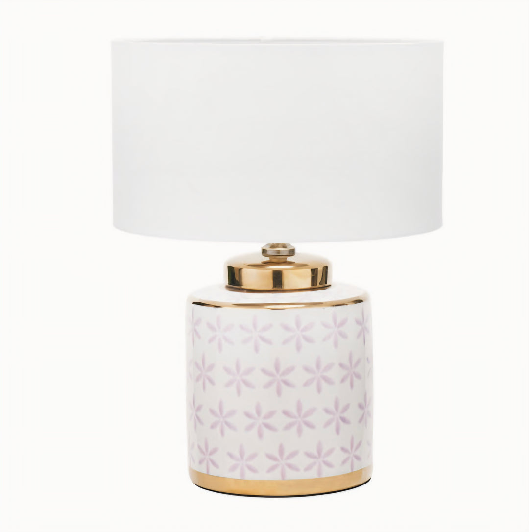 Thea Lillac and Gold Leaf Ceramic Table Lamp Base