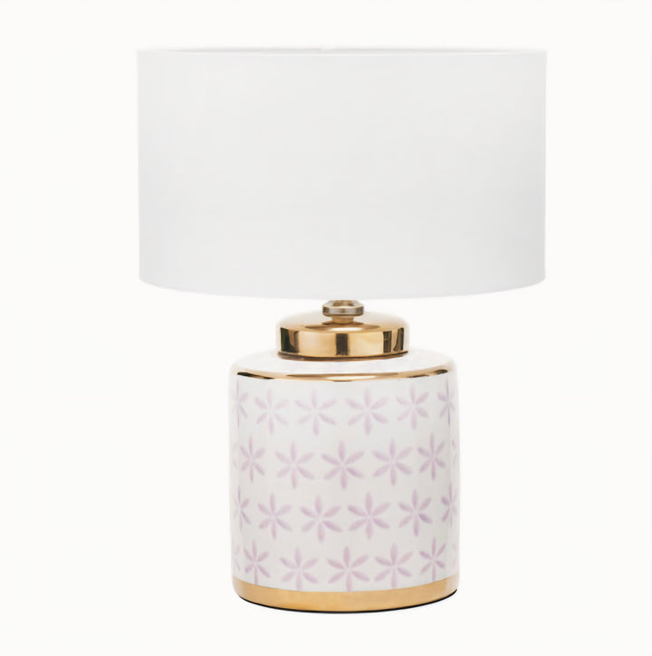 Thea Lillac and Gold Leaf Ceramic Table Lamp Base