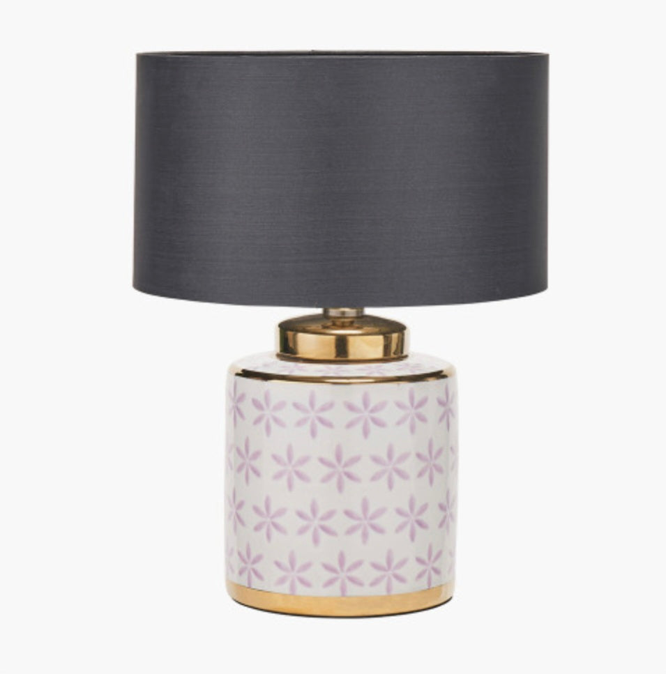 Thea Lillac and Gold Leaf Ceramic Table Lamp Base