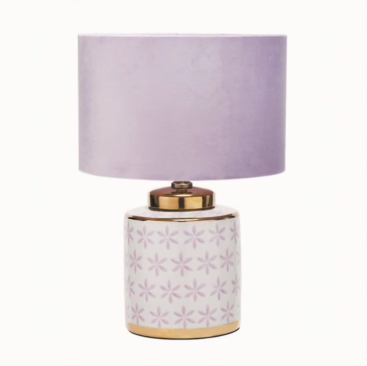 Thea Lillac and Gold Leaf Ceramic Table Lamp Base