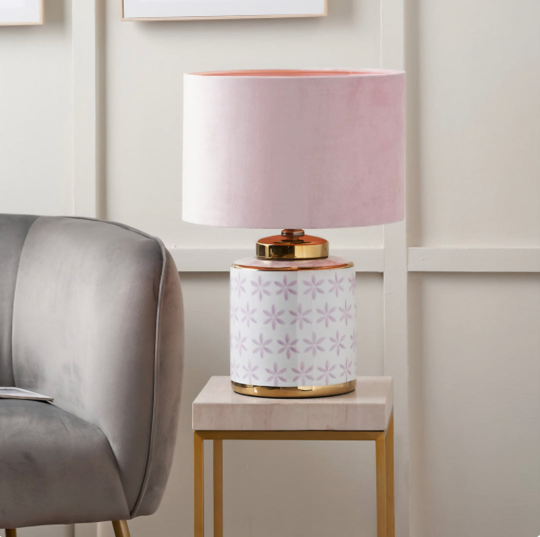 Thea Lillac and Gold Leaf Ceramic Table Lamp Base