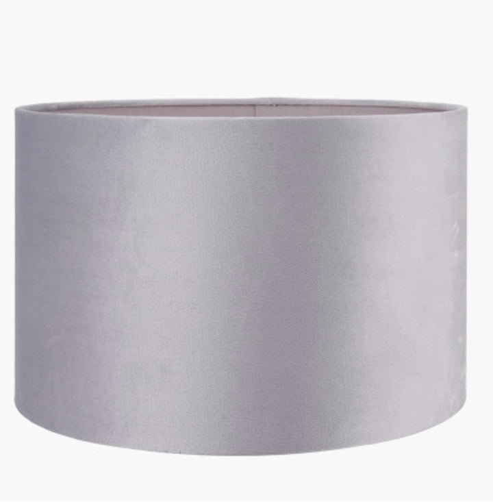 Rene 35cm Light Grey Velvet Cylinder Lampshade