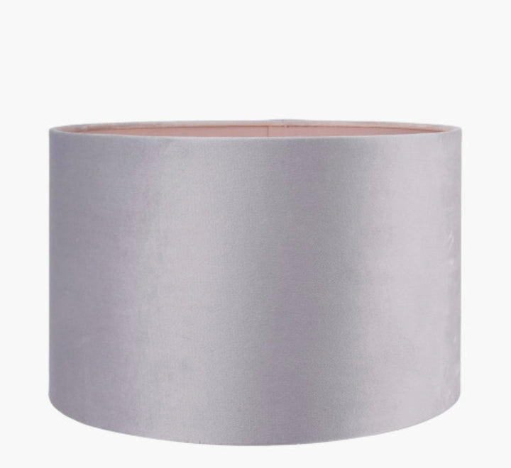 Rene 35cm Light Grey Velvet Cylinder Lampshade