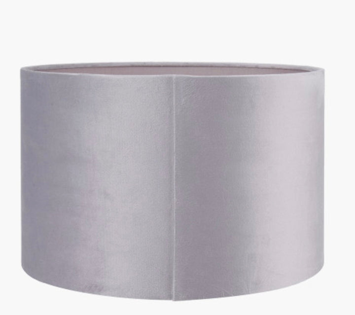 Rene 35cm Light Grey Velvet Cylinder Lampshade