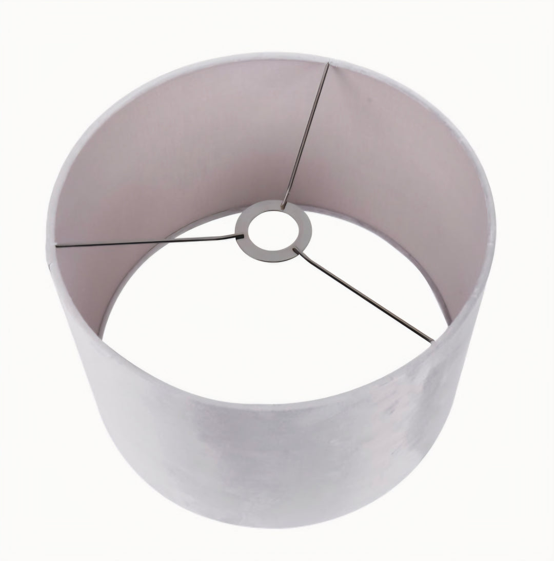 Rene 35cm Light Grey Velvet Cylinder Lampshade