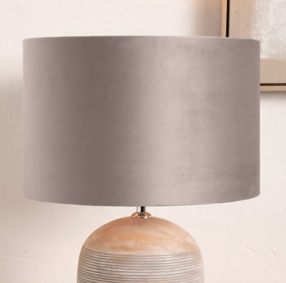 Rene 35cm Greige Velvet Cylinder Lampshade
