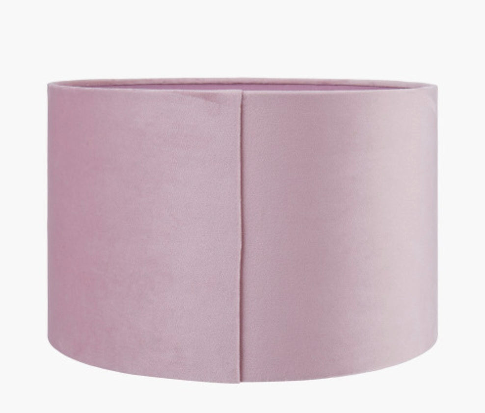 Rene 35cm blush Velvet Cylinder Lampshade
