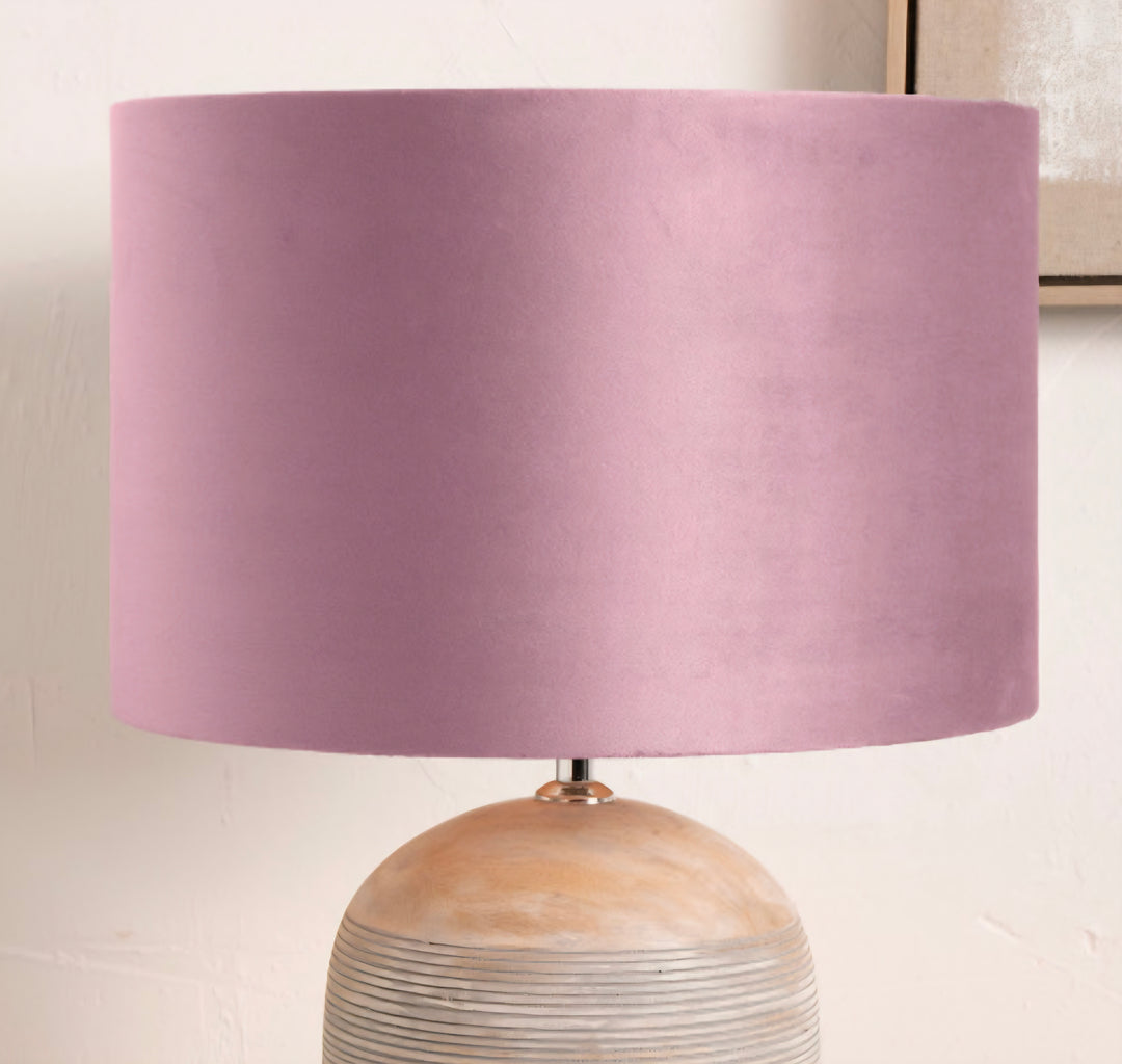 Rene 35cm blush Velvet Cylinder Lampshade