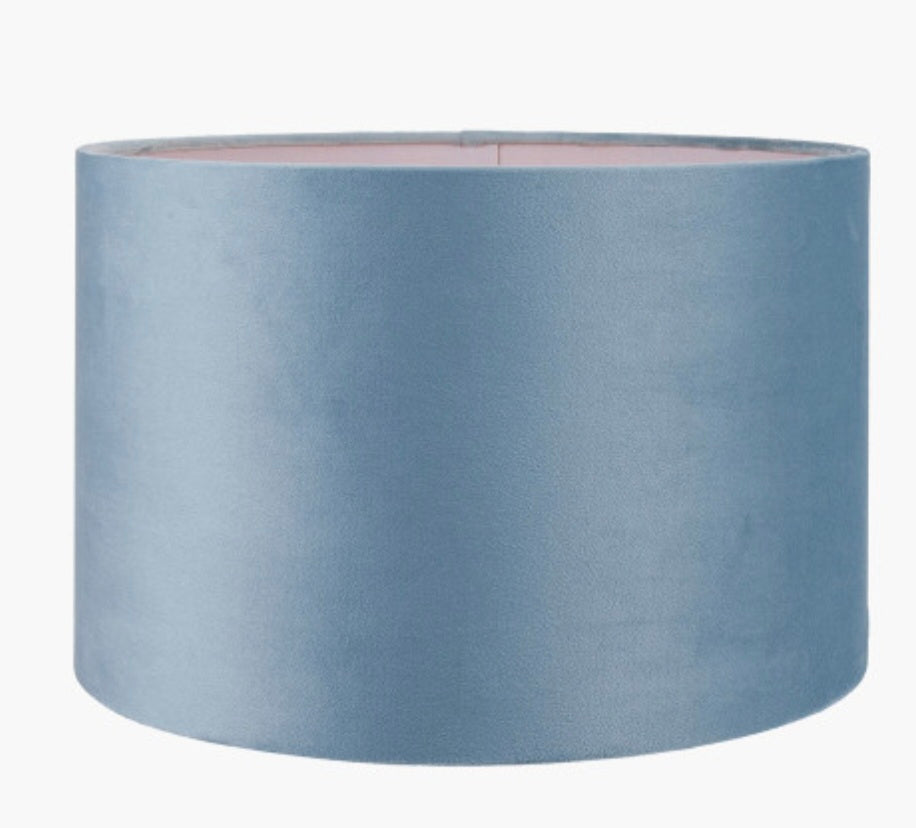 Rene 35cm Duck Egg Velvet Cylinder Lampshade