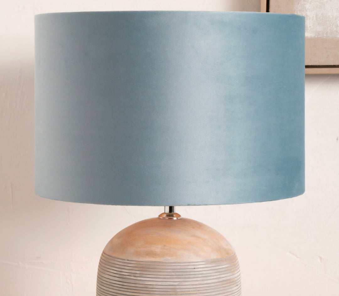 Rene 35cm Duck Egg Velvet Cylinder Lampshade