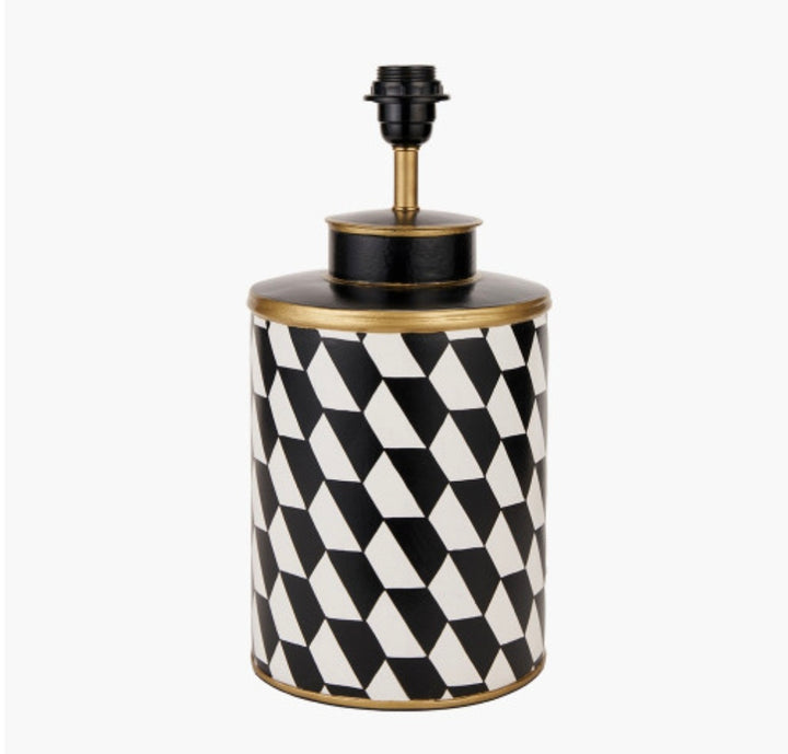 Victor Black and White Geometric Hand Painted Metal Table Lamp Base